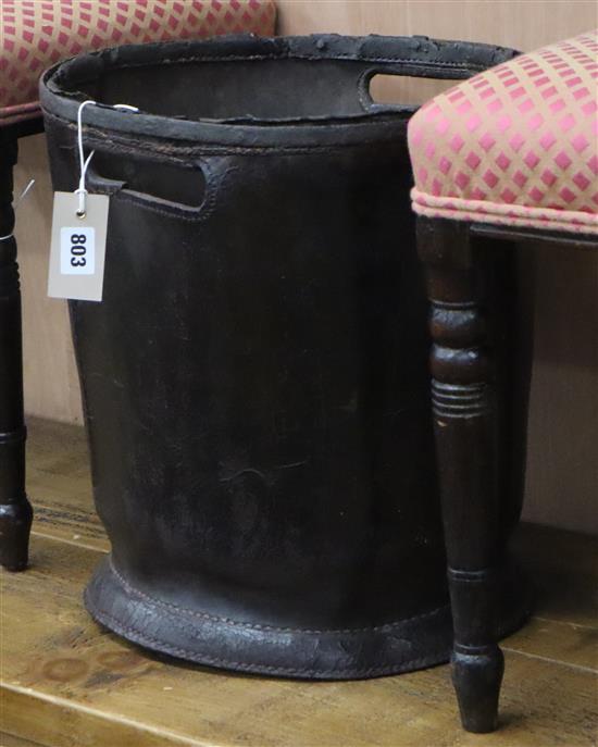 A Victorian leather fire bucket